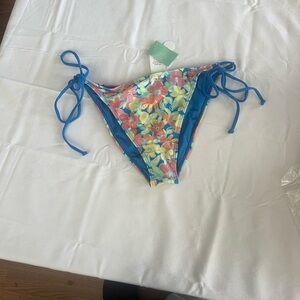 Full Tilt Floral Bikini Bottom - Blue and Multicolor